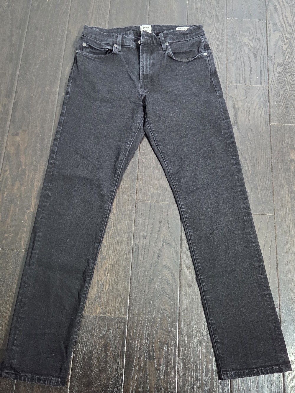 FLINT AND TINDER Men's Straight Fit Stretch Jeans Black 31x31.5